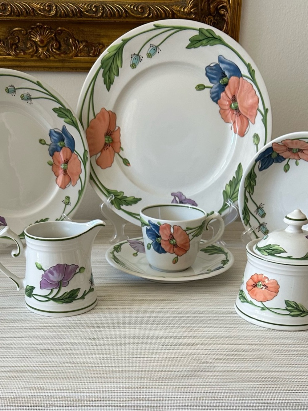 Rare Villeroy & Boch AMAPOLA 5pc service for 4 Floral Porcelain Dinnerware.